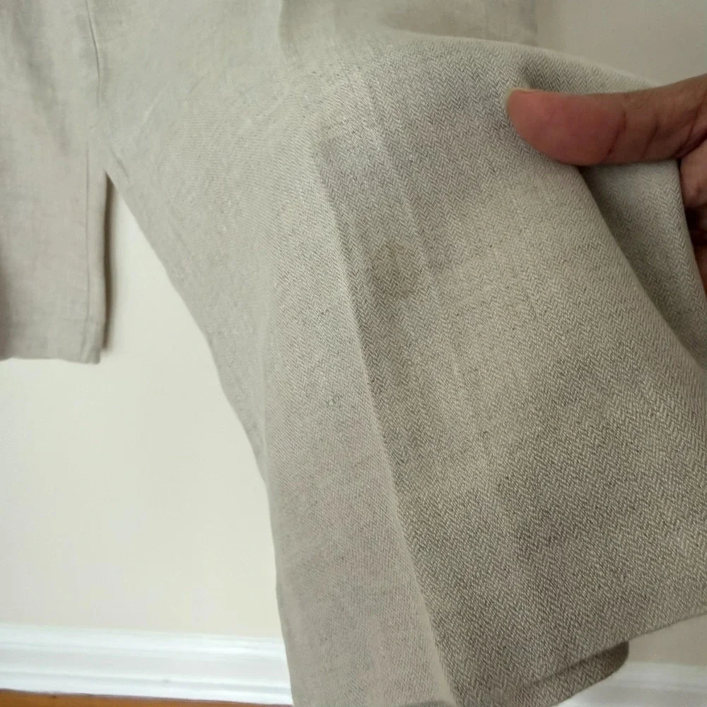 Murano Linen Pleated Pants Mens Beige Size 38 x 32 | RN58909